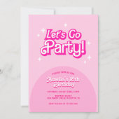 trendy Let's Go Party roze Verjaardag Kaart (Voorkant)
