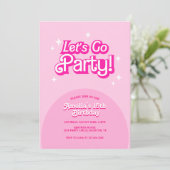 trendy Let's Go Party roze Verjaardag Kaart (Staand voorkant)