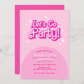 trendy Let's Go Party roze Verjaardag Kaart (Voorkant / Achterkant)