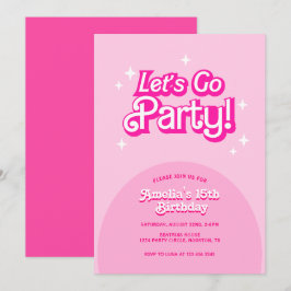 trendy Let's Go Party roze Verjaardag Kaart