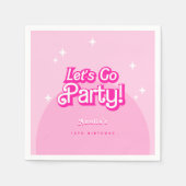 trendy Let's Go Party roze Verjaardag Servet (Voorkant)