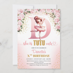 Trendy letter D monogram ballerina meisje verjaard Kaart