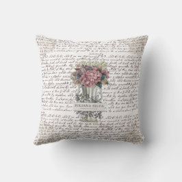 Trendy lettering in script stijl Vintage bloemen Kussen