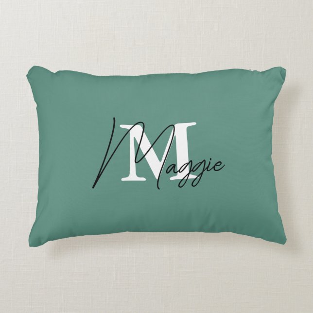 Trendy letters monogrammed stylish Turquoise Accent Kussen (Voorkant)