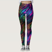 Trendy Leuk Kleurrijk Regenboog Vuurwerk Zwart Fee Leggings (Voorkant)
