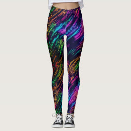 Trendy Leuk Kleurrijk Regenboog Vuurwerk Zwart Fee Leggings