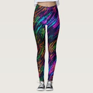 Trendy Leuk Kleurrijk Regenboog Vuurwerk Zwart Fee Leggings