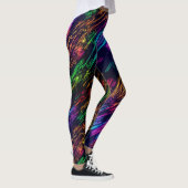 Trendy Leuk Kleurrijk Regenboog Vuurwerk Zwart Fee Leggings (Rechts)