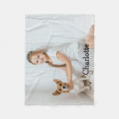 Trendy Leuk Modern Foto Gepersonaliseerd Monogram Fleece Deken (Voorkant)
