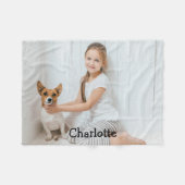 Trendy Leuk Modern Foto Persoonlijk Monogram Fleece Deken (Voorkant (Horizontaal))