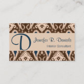 Trendy Leuk  Taupe Blauw Ikat Tribal Pattern Visitekaartje (Voorkant)