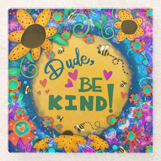 Trendy Leuk Vriendelijkheid Unieke Bloemen Dude We Glazen Onderzetter (Voorkant)