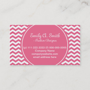 trendy, leuk wit en roze chevron visitekaartje