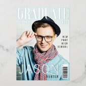 Trendy leuke afstudeertijdschriftcover geïnspireer folie uitnodiging (Voorkant)