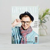 Trendy leuke afstudeertijdschriftcover geïnspireer folie uitnodiging (Staand Voorkant)