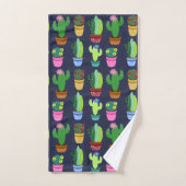Trendy Leuke Cartoon Cactus in Pottenpatroon Bad Handdoek (Handdoek)