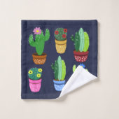 Trendy Leuke Cartoon Cactus in Pottenpatroon Bad Handdoek (Wasdoekje)