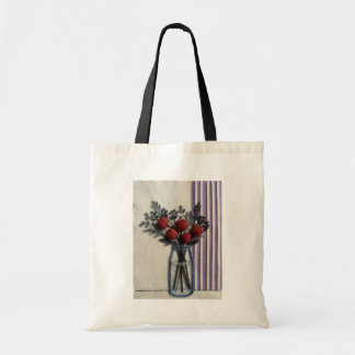 Trendy Leuke Gevoelde Rode Tulpjes In Vaas Kunstwe Tote Bag