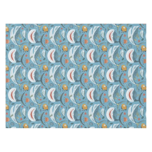 Trendy Leuke Glimlach Haai 1e 2e 3e Verjaardag Cad Tafelkleed (Voorkant (Horizontaal))