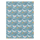 Trendy Leuke Glimlach Haai 1e 2e 3e Verjaardag Cad Tafelkleed (Voorkant)