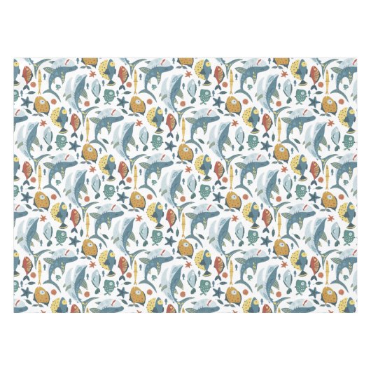 Trendy Leuke Kleurrijke Haaien Onder Het Zee Thema Tafelkleed (Voorkant (Horizontaal))