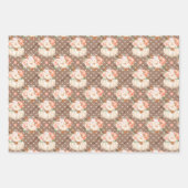 Trendy Leuke Pompoen Bloemen Perzik Blauw Bruin Ca Inpakpapier Vel (Voorkant 3)