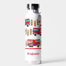 Trendy Leuke Rode Brandweerauto & Brandweerlieden