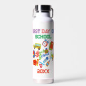 Trendy levendig Back to School Pattern Waterfles (Voorkant)