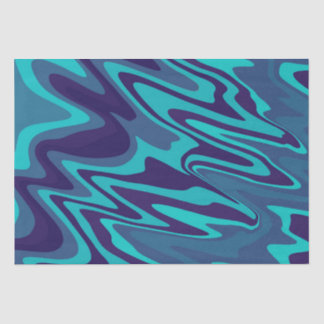 Trendy levendig blauw turquoise Abstract golvend p Tissuepapier