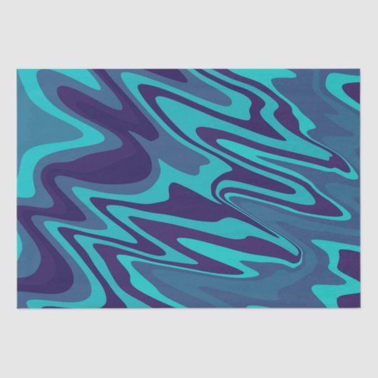 Trendy levendig blauw turquoise Abstract golvend p Tissuepapier (Voorkant)