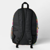 Trendy Levendig Bloemmotief Rugzak Met Custom Mono (Achterkant)