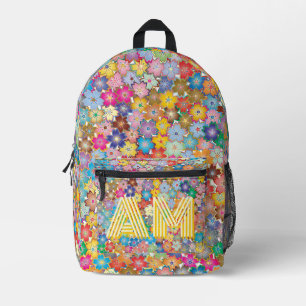 Trendy Levendige Bloem Rugzak Aangepaste Monogram