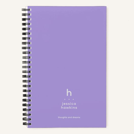 Trendy Licht Paars Modern Monogram Notitieboek (Voorkant)
