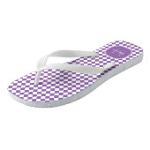 Trendy Licht Paarse Geruite Monogram Naam Teenslippers (Schuin)