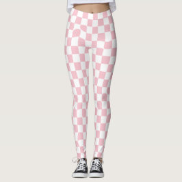Trendy licht roze geruit patroon leggings