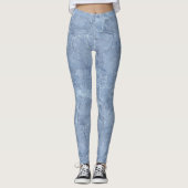 Trendy Lichtblauw Jean Faux Effect Patroon Leggings (Voorkant)