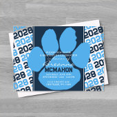 Trendy Lichtblauw & Navy Afstuderen Pawprint Clear Acryl Uitnodigingen