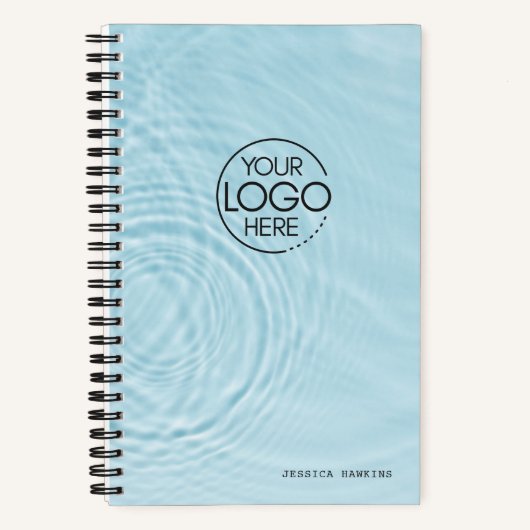 Trendy lichtblauw water rimpelt modern Logo Notitieboek (Voorkant)