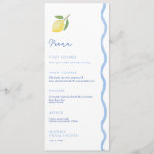 Trendy Lichtblauw Wavy Rand Citroenen Trouwdouche Menu (Voorkant)