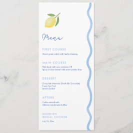 Trendy Lichtblauw Wavy Rand Citroenen Trouwdouche Menu