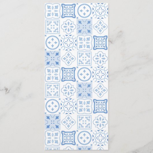 Trendy Lichtblauw Wavy Rand Citroenen Trouwdouche Menu (Achterkant)