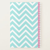 Trendy Lichtblauwe Chevron Roze Monogram Planner (Achterkant)
