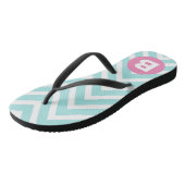 Trendy Lichtblauwe Chevron Roze Monogram Teenslippers (Schuin)