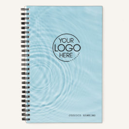 Trendy Lichtblauwe Waterkringen Modern Logo Notitieboek