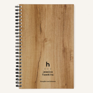 Trendy lichtbruin fineer moderne monogram notitieboek