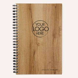 Trendy lichte fineerhoutprint moderne logo notitieboek