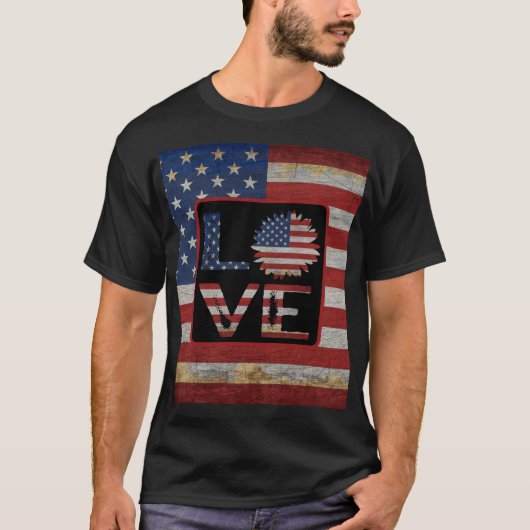 TRENDY LIEFDE AMERIKAANSE VLAG VERDRIETIG AMERIKAA T-SHIRT (Voorkant)