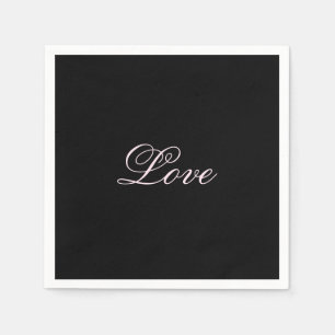 Trendy Liefde Bruiloft Kalligrafie Script Zwart Servet