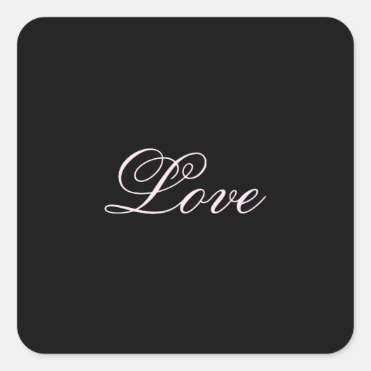 Trendy Liefde Bruiloft Kalligrafie Script Zwart Vierkante Sticker (Voorkant)