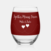 Trendy Liefde Bruiloft of Jubileum Thema Bulk Wijnglas Zonder Voet (Voorkant)